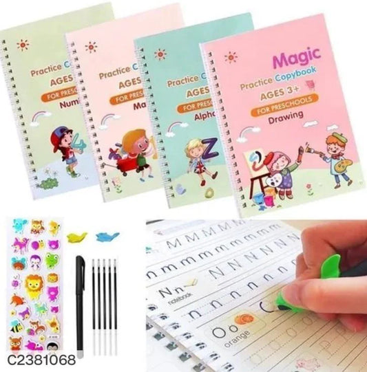Reusable 4 Magic Copybook – 4-in-1 Handwriting Book for Kids