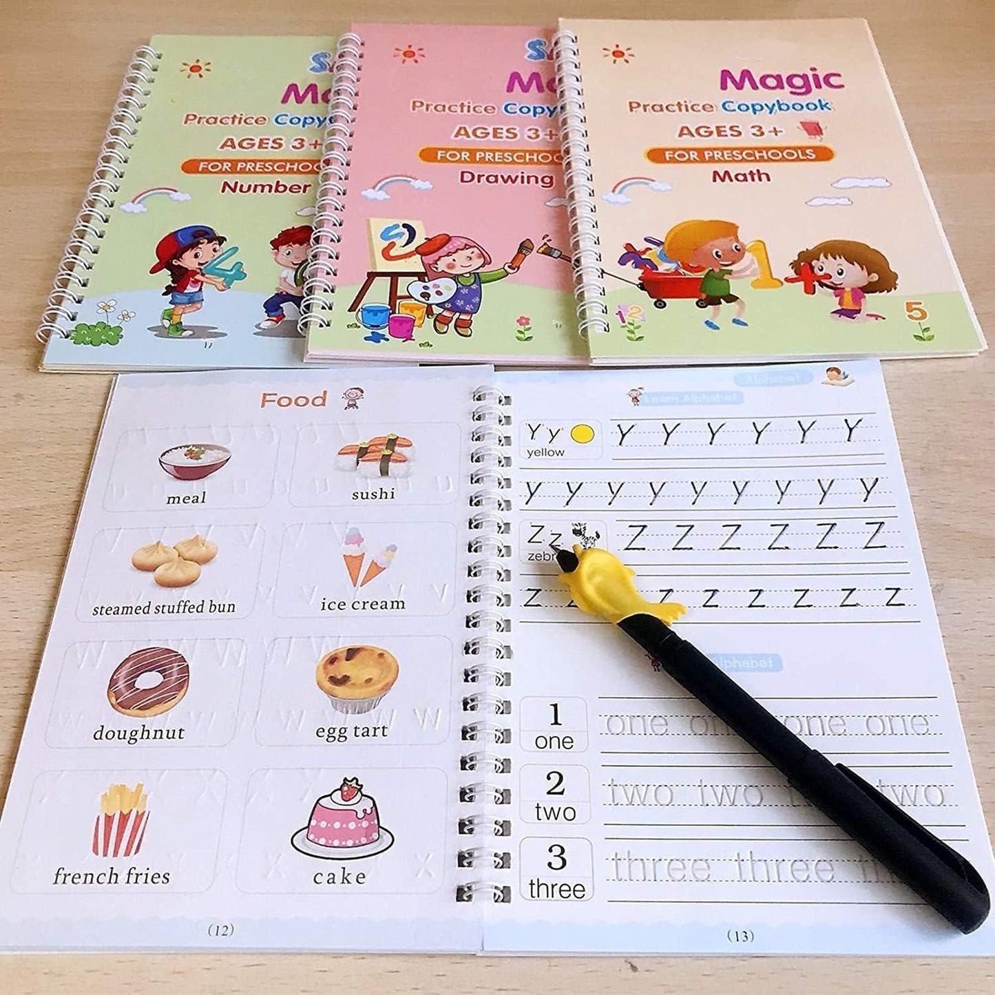 Reusable 4 Magic Copybook – 4-in-1 Handwriting Book for Kids