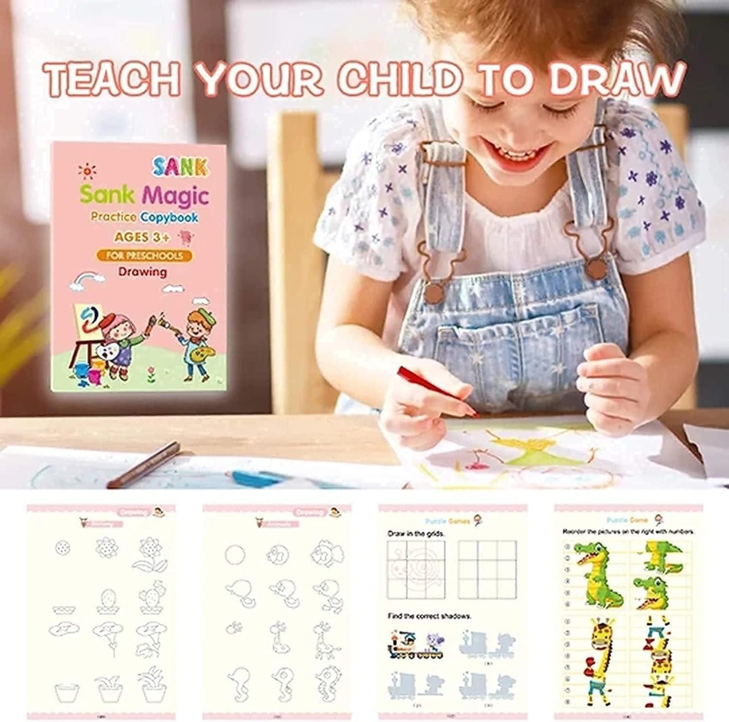 Reusable 4 Magic Copybook – 4-in-1 Handwriting Book for Kids