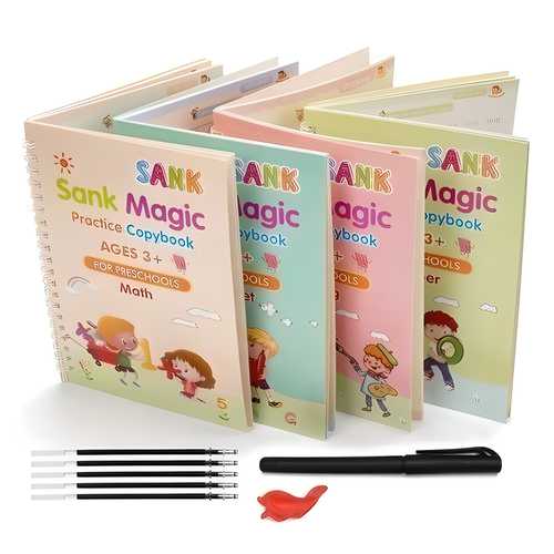 Reusable 4 Magic Copybook – 4-in-1 Handwriting Book for Kids